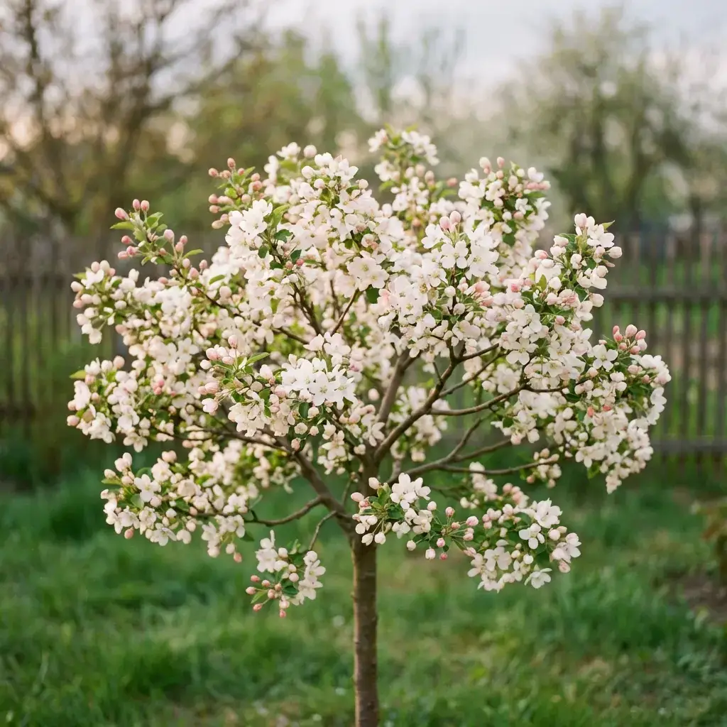Цвітіння яблуні Аморет навесні
